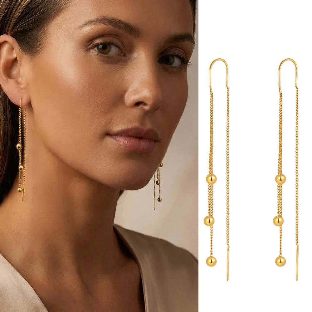 Meaeguet Gold Stainless Steel Ball Drop Dangle Earrings Women Drop Dangle Earrings SPOT Default Title