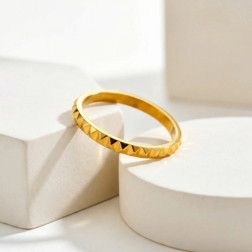 Stackable Wave Ring – 18K Gold Stainless Steel Band for Women Stackable Band Ring SPOT