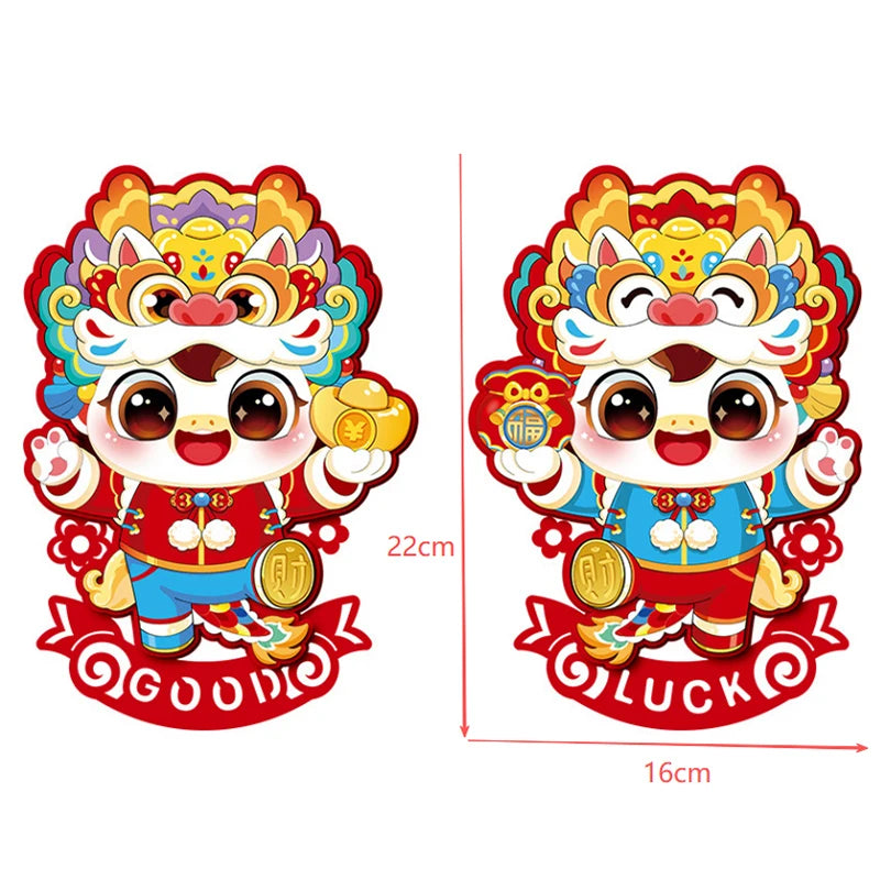 2026 Chinese New Year Zodiac Horse Door Decals – 1 Pair Wall Decal Sticker SPOT