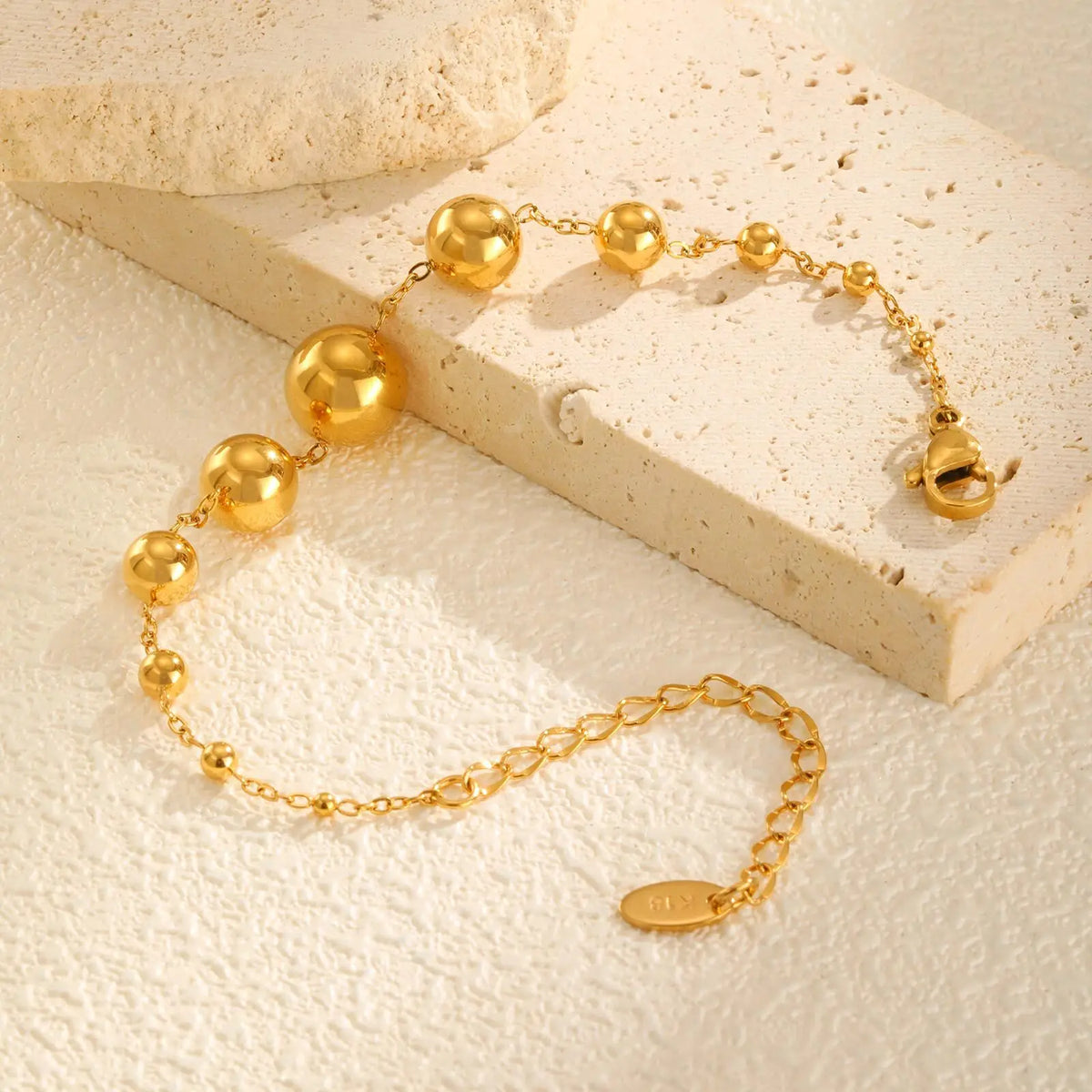 Meaeguet 18K Gold Ball Bead Chain Bracelet – Waterproof Gold Chain Bracelet SPOT