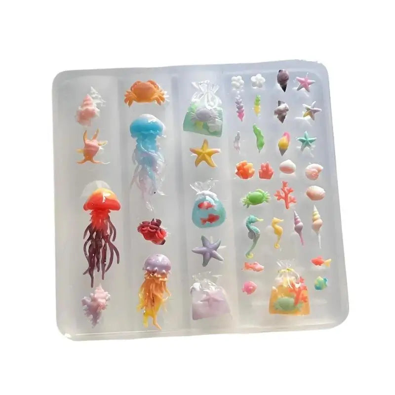 3D Ocean Silicone Nail Mold – Jellyfish Starfish Shell Art Nail Art Mold SPOT