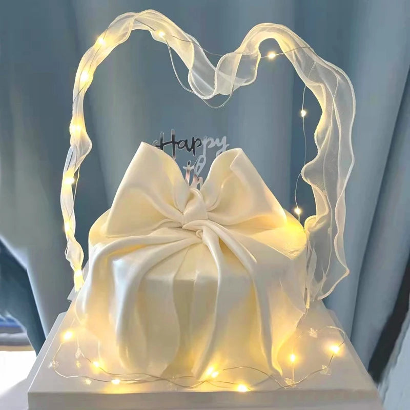 Luminous Gauze Ribbon Cake Decoration – DIY Birthday Party Cake Ribbon Decoration SPOT