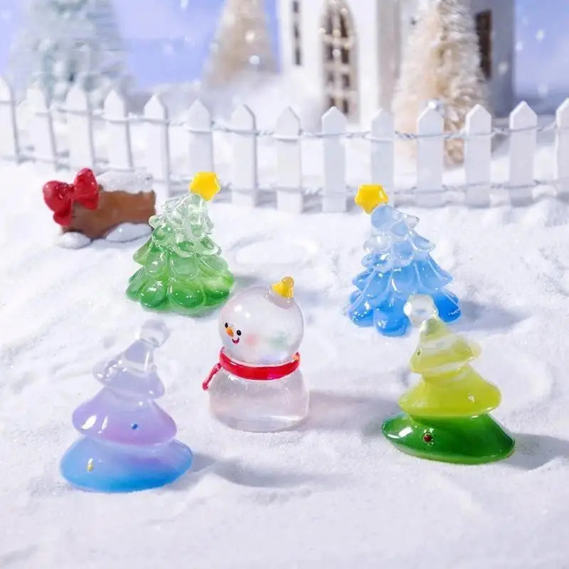 Mini Translucent Resin Christmas Figurines – Snowman & Tree Christmas Resin Figurine SPOT