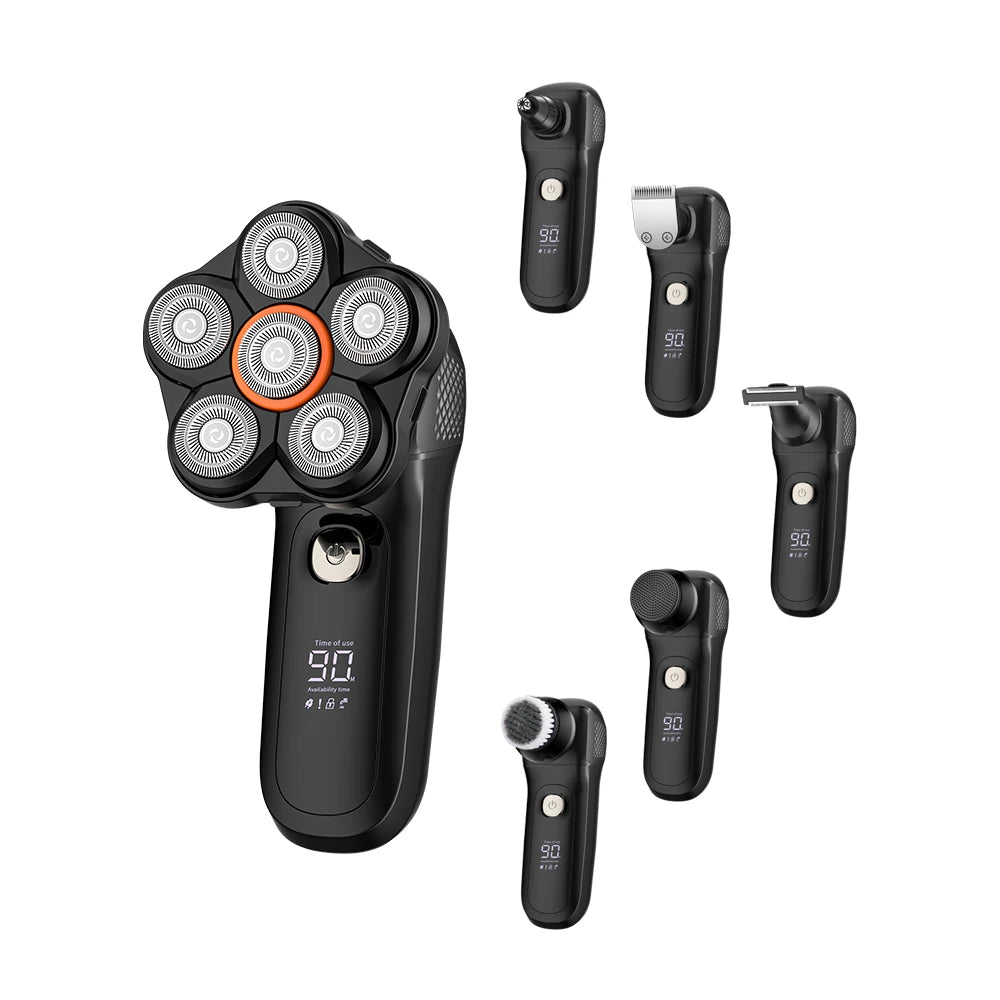 6-in-1 Electric Shaver for Men – USB Rechargeable, IPX6 Waterproof Electric Shaver SPOT Black USB Type-C