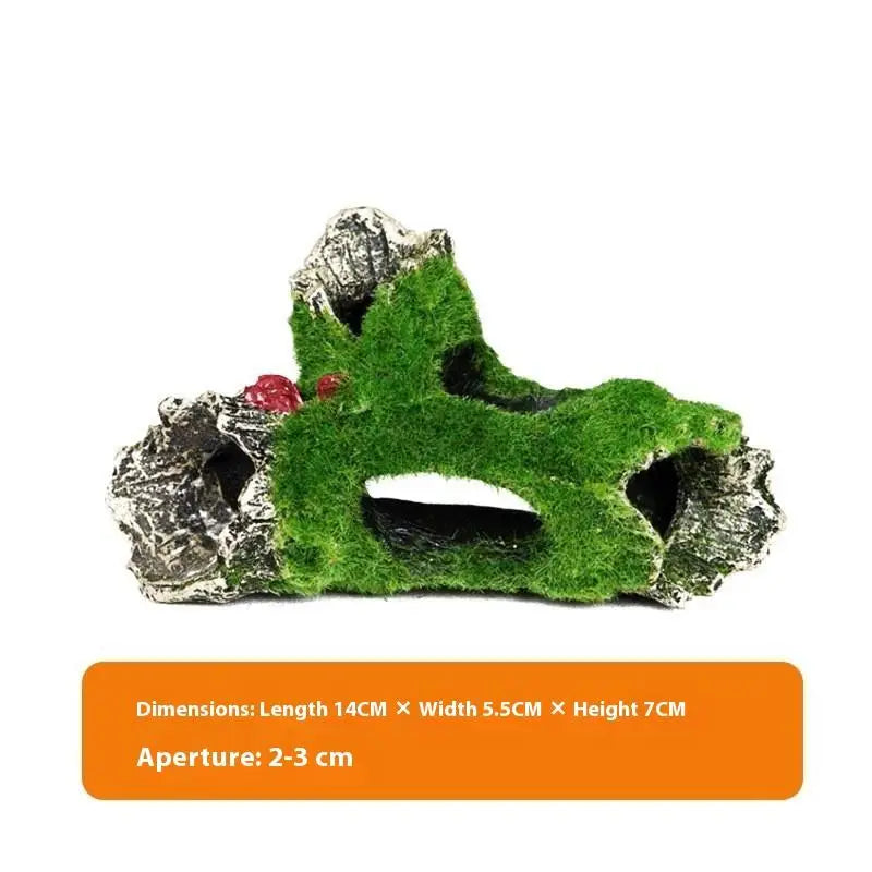 Resin Aquarium Hiding Cave – Moss & Driftwood Fish Tank Decor Aquarium Decoration SPOT A2