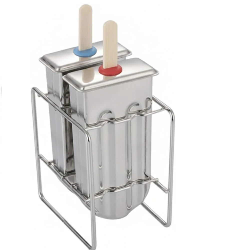 Stainless Steel Popsicle Molds with Rack & Wooden Sticks Popsicle Mold Set SPOT
