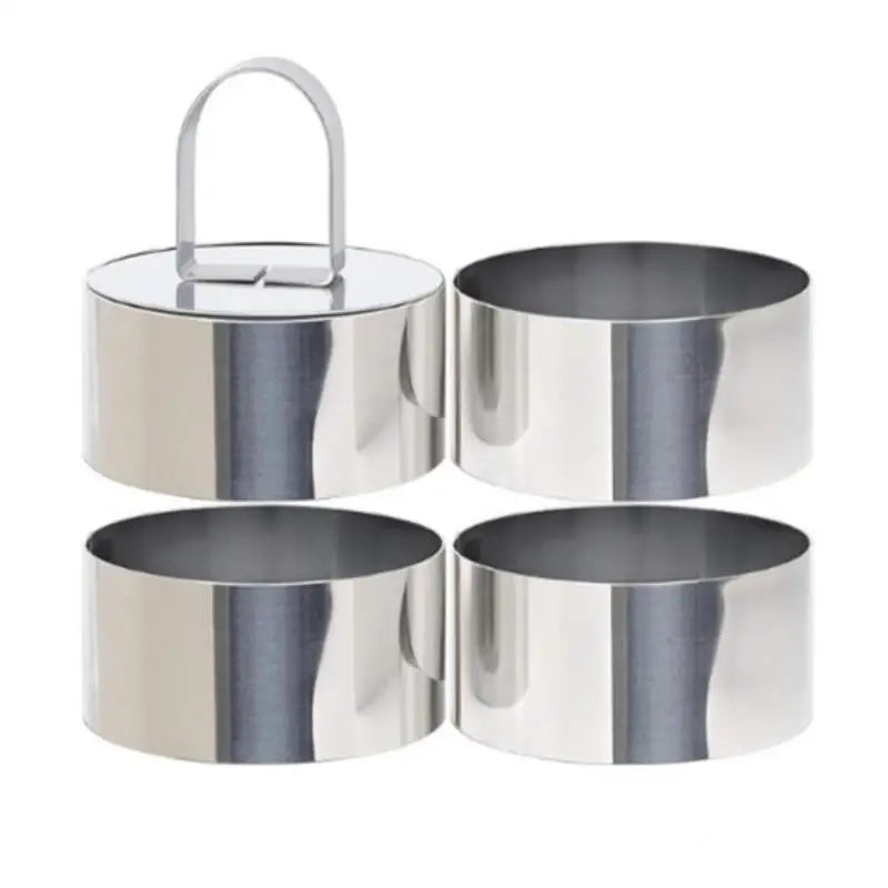 Stainless Steel Mousse Cake Ring Molds with Pusher Plate – 1/4 Pcs Cake Ring Mold Set SPOT A7