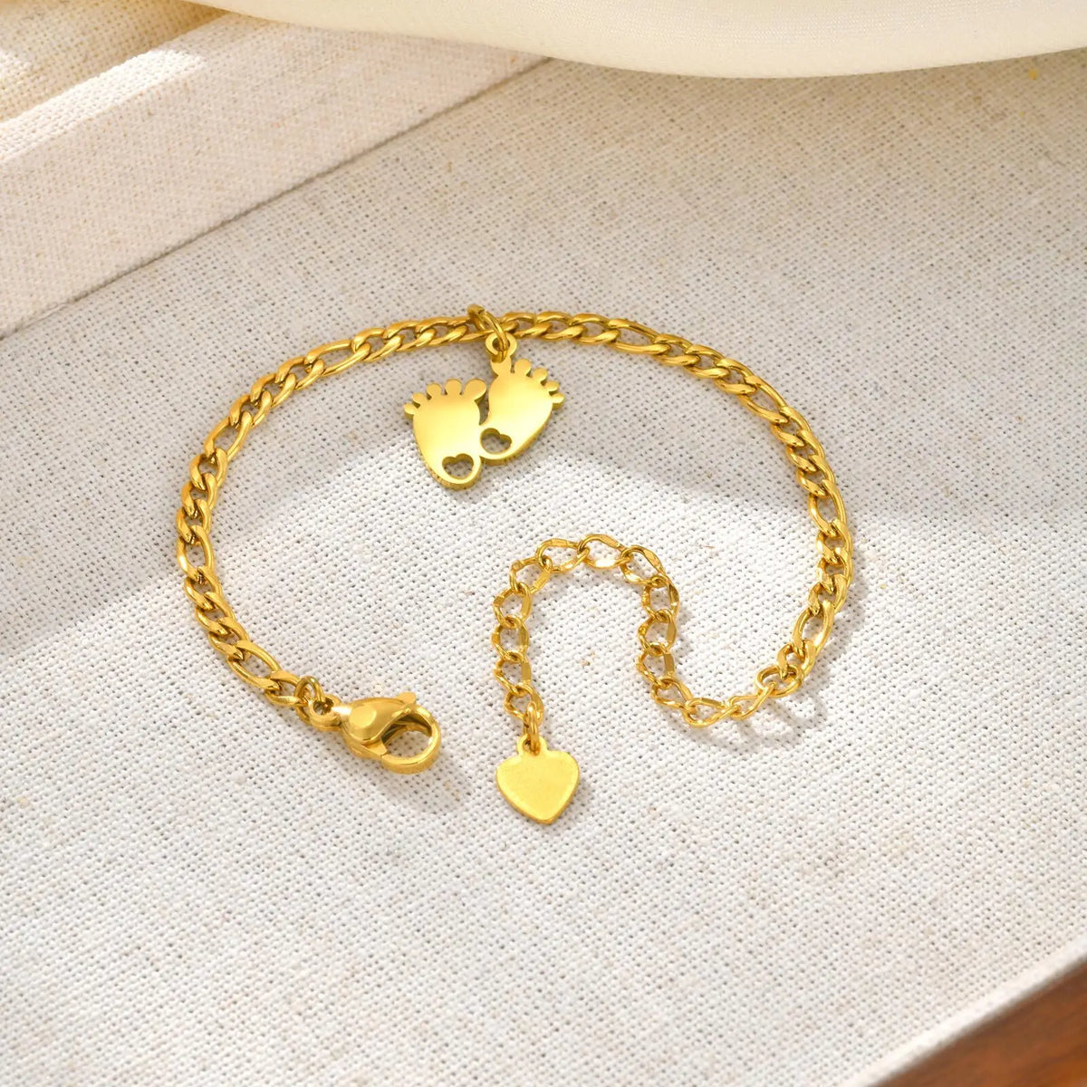 Stainless Steel Figaro Anklet for Baby & Kids – Gold Footprint Kids Anklet SPOT