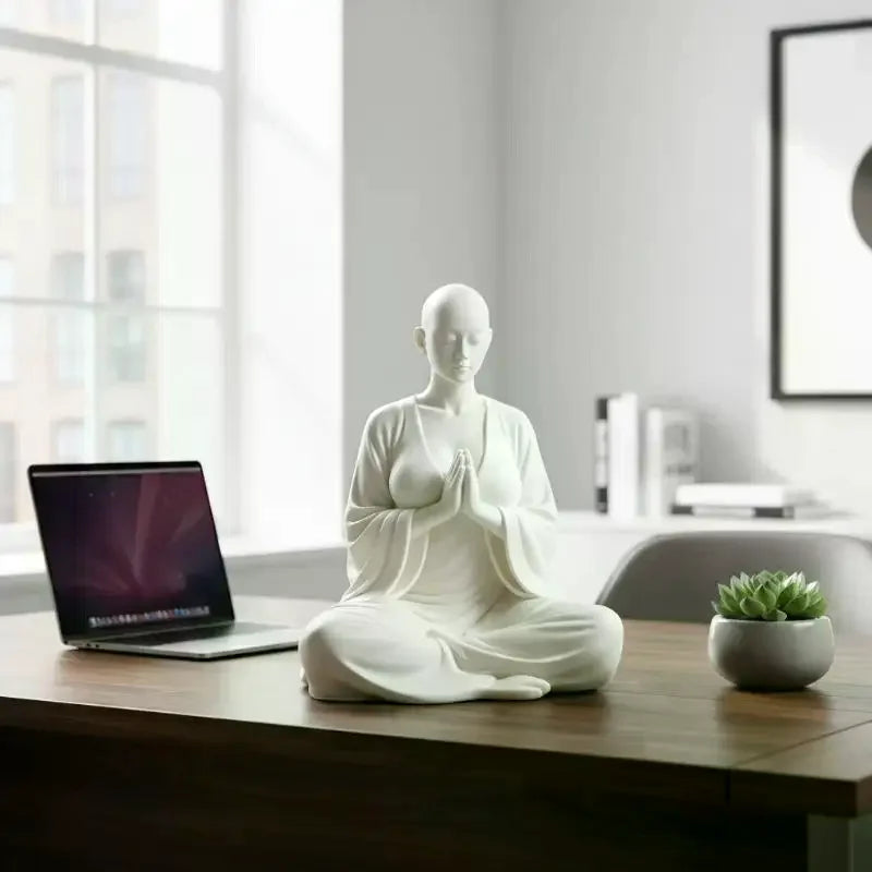 White Zen Meditation Figurine | Minimalist Spiritual Decor Decorative Figurine SPOT