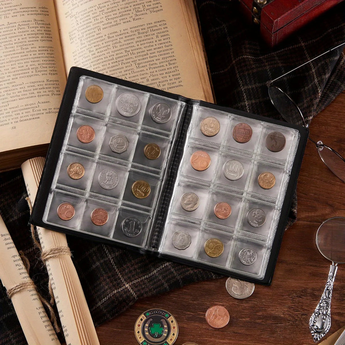 120-Pocket Coin Collection Album – Clear PVC Coin Holder Book Coin Collection Album SPOT