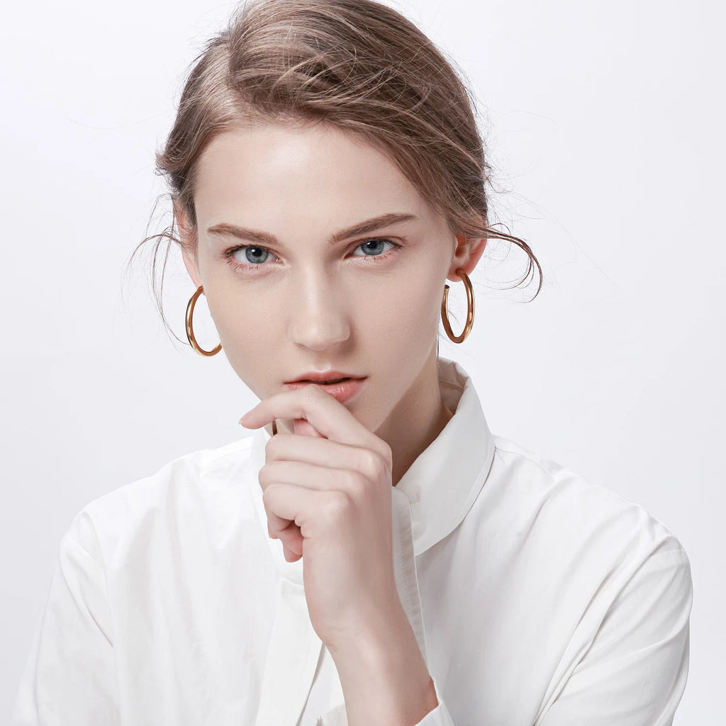 Chunky Gold Hoop Earrings – Waterproof Stainless Steel, 4 Sizes Hoop Earrings SPOT