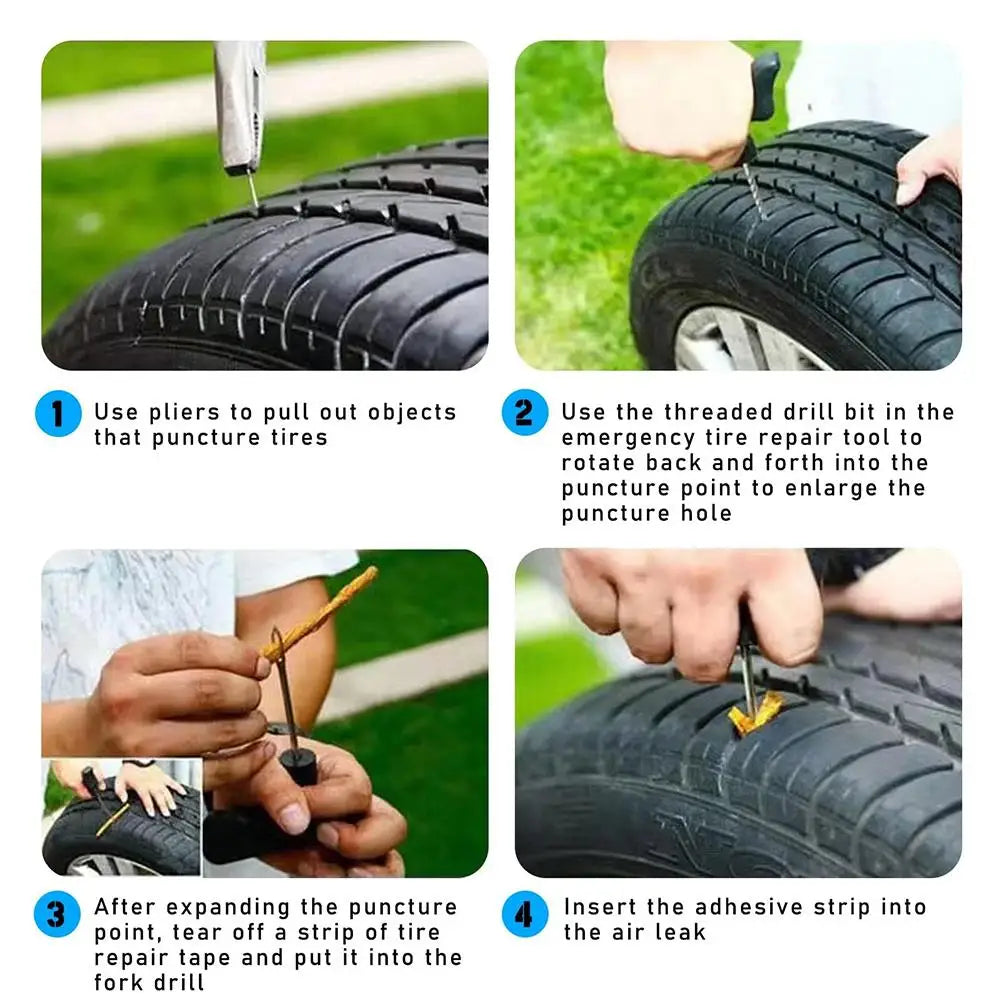 Tire Puncture Repair Kit – Car, Motorcycle & Truck Plug Set Tire Repair Kit SPOT