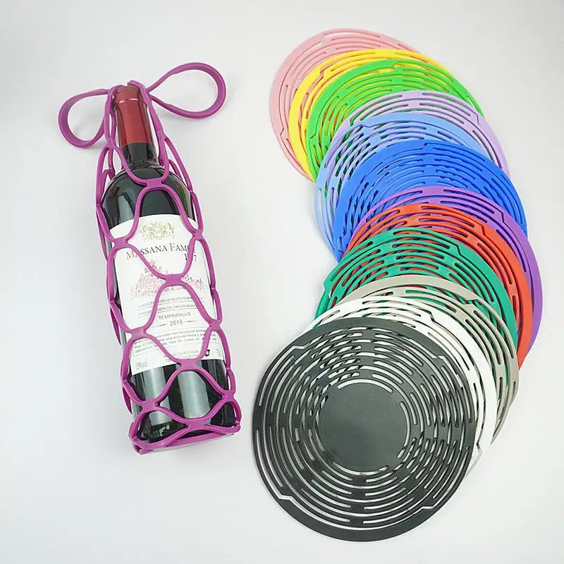Silicone Wine Bottle Carrier Bag & Cup Mat – Reusable Wine Bottle Carrier SPOT