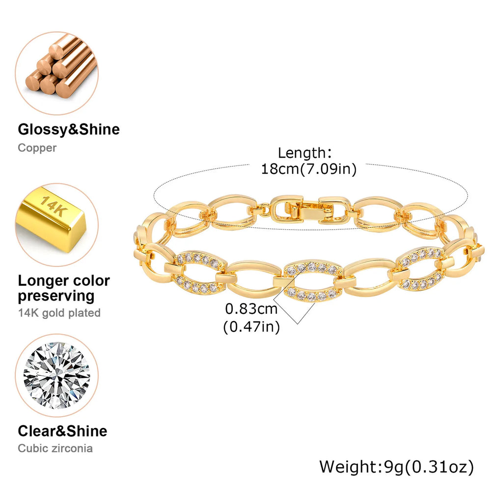 Meaeguet Heart Pavé CZ Tennis Bracelet – Gold Link Jewelry Tennis Bracelet SPOT
