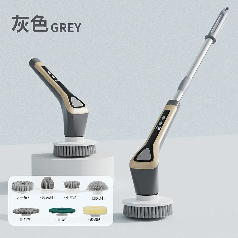 Wireless Electric Cleaning Brush – Telescopic Waterproof Scrubber Electric Cleaning Brush SPOT gray CN