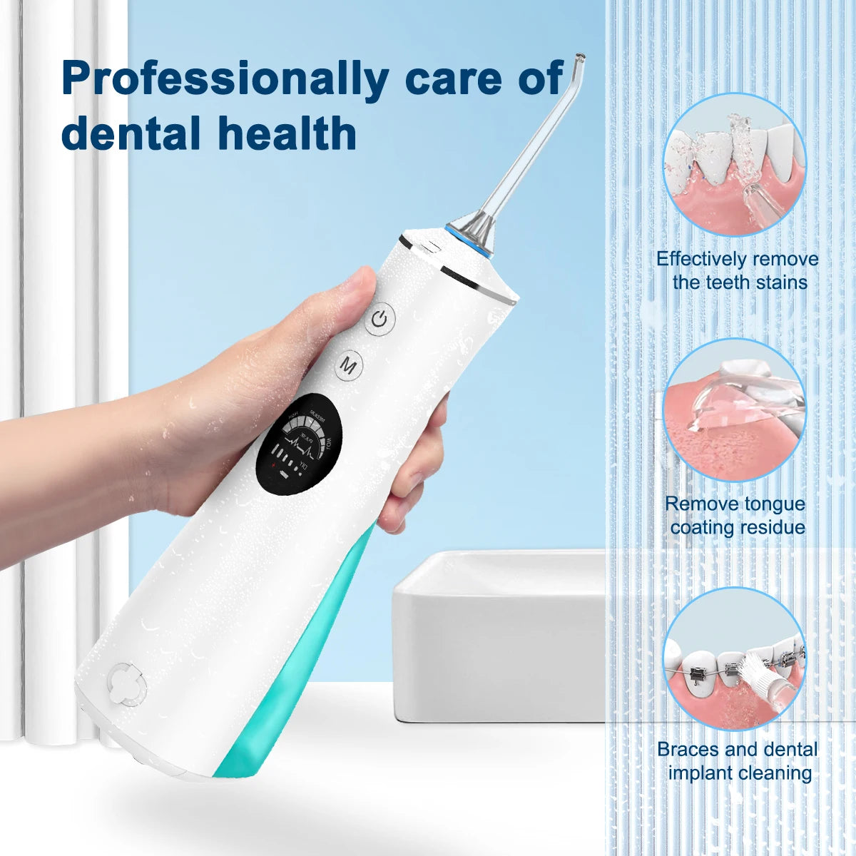 Cordless Water Flosser LCD Screen 5 Modes IPX7 – DUTRIEUX Oral Water Flosser SPOT