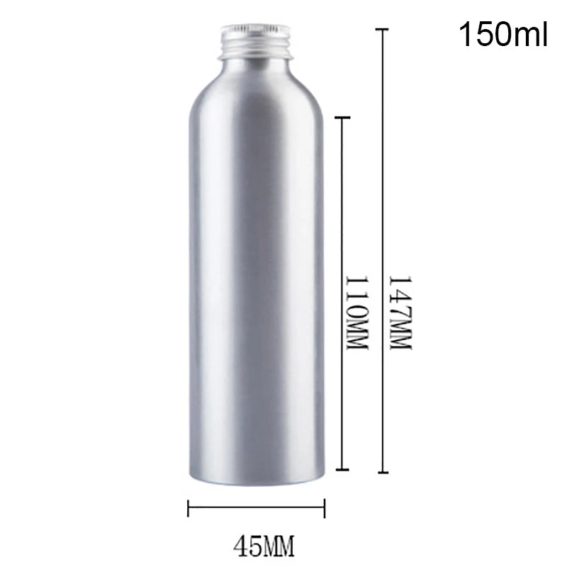 Silver Aluminum Refillable Bottle 30ml–250ml | Screw Cap Refillable Travel Bottle SPOT 150ml