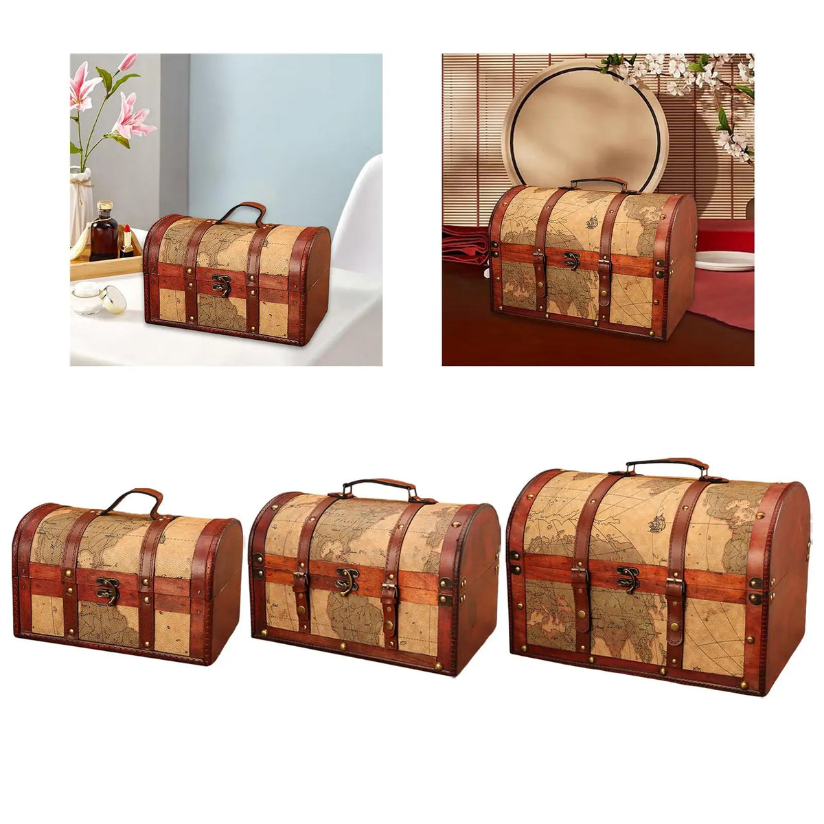 Vintage Wooden Suitcase Box – Photography Prop & Storage Decorative Storage Box SPOT