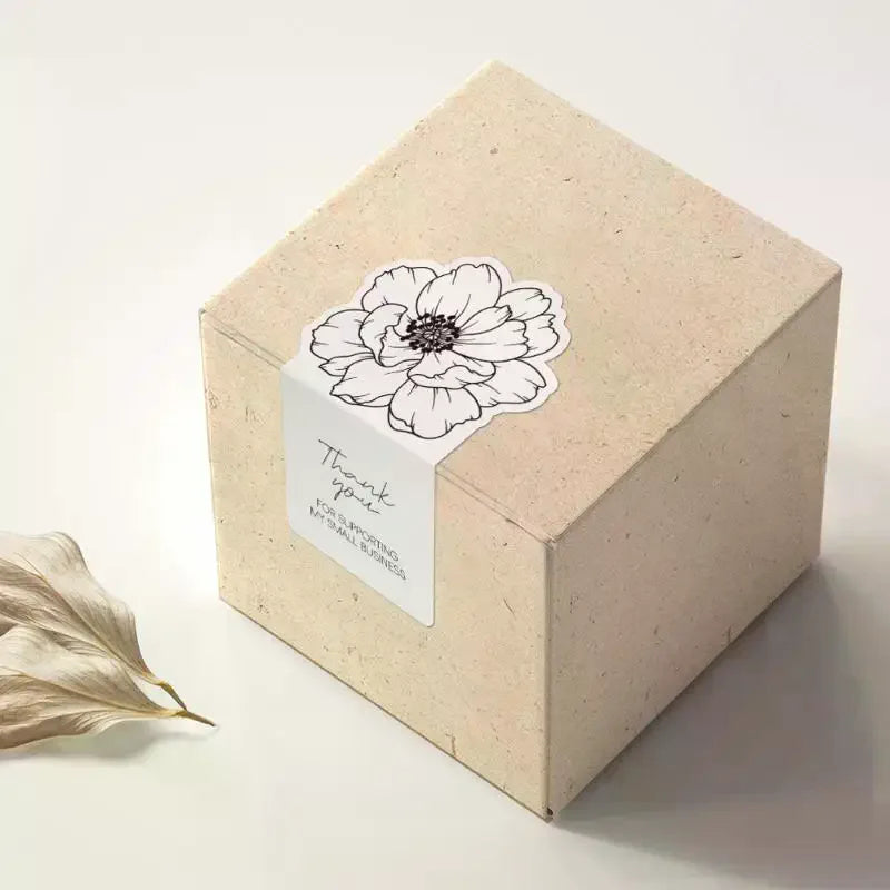 50-Pack Floral Thank You Business Stickers – Minimalist Seals Packaging Stickers SPOT