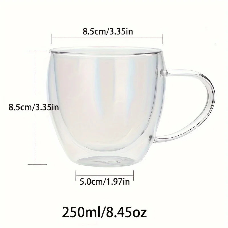 250ml Double-Walled Borosilicate Glass Coffee Mug with Handle Glass Coffee Mug SPOT