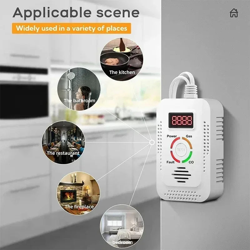 Gas Detector LCD – Combustible Gas & CO Alarm, EU Plug Gas Leak Detector SPOT
