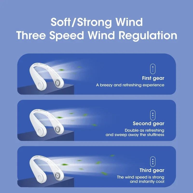 Hands-Free Neck Fan 5000mAh Rechargeable Leafless Portable Wearable Neck Fan SPOT