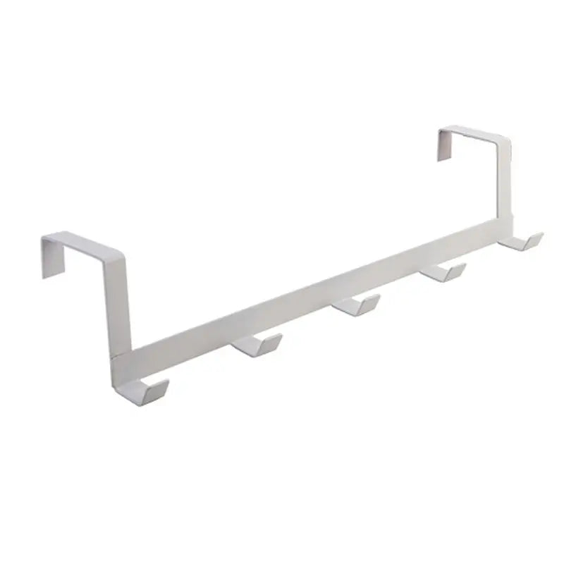 5-Hook Over-the-Door Organizer Rack – Coat, Towel & Hat Hanger Door Hook Rack SPOT White