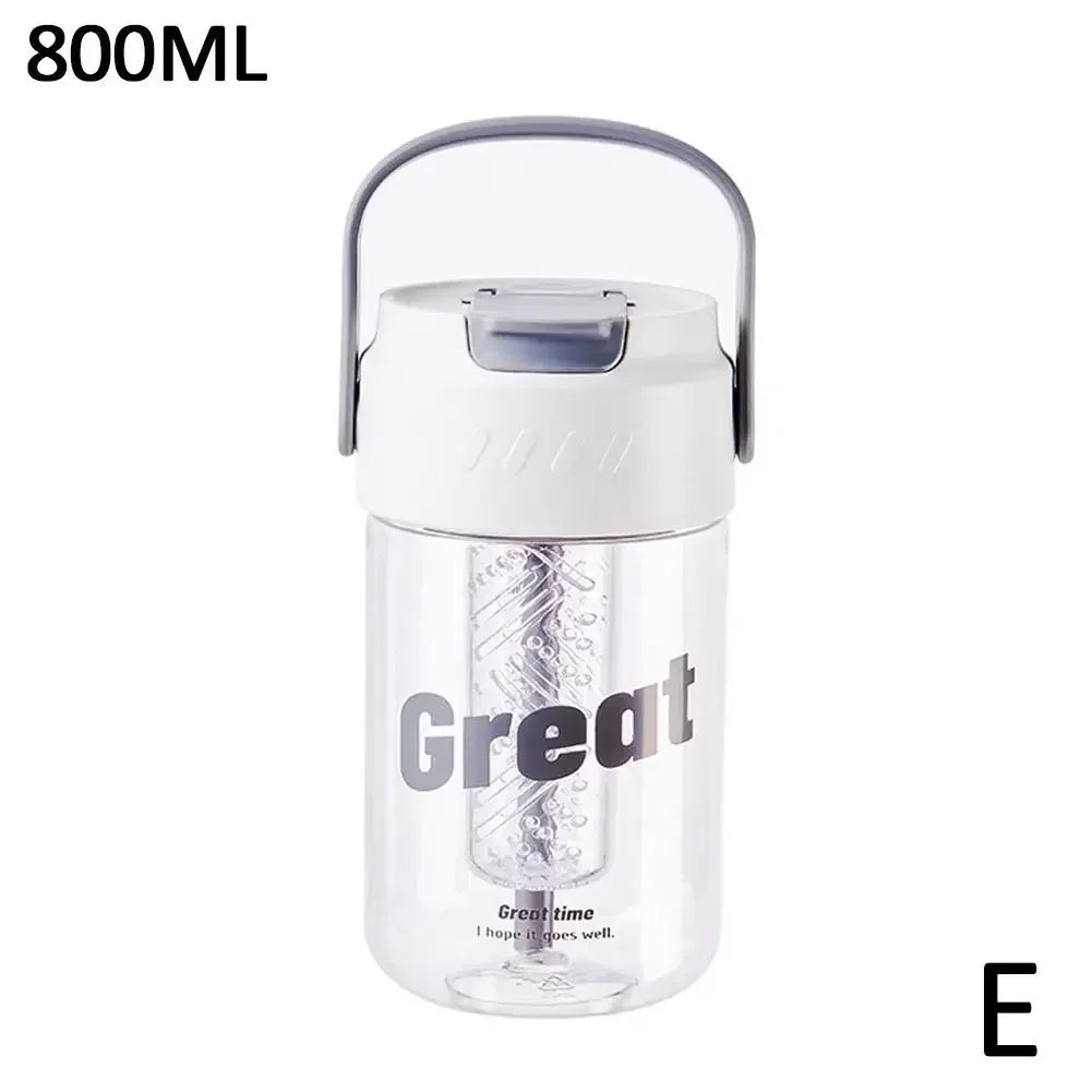Portable Sports Water Bottle 600ml/800ml – Straw Lid, Eco-Safe Sports Water Bottle SPOT gray 800ml 600ml-800ml