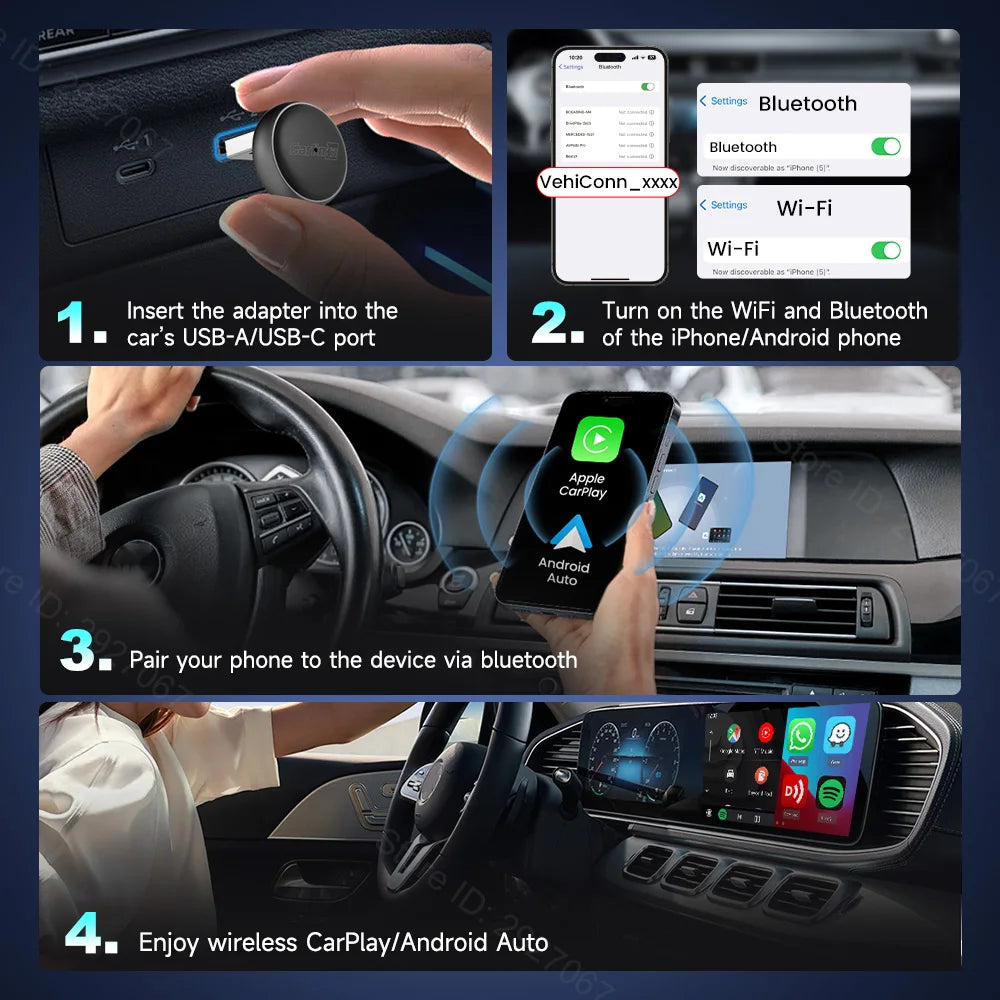 CarlinKit Mini Ultra 3 Wireless CarPlay & Android Auto Adapter Wireless CarPlay Adapter SPOT