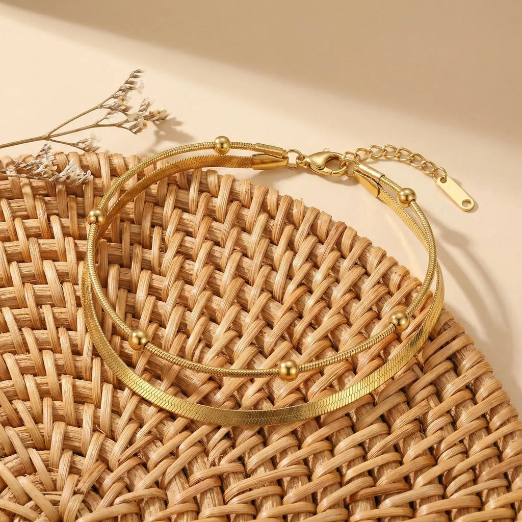 Double Layer Gold Anklet – 316L Stainless Steel Waterproof Fashion Anklet SPOT