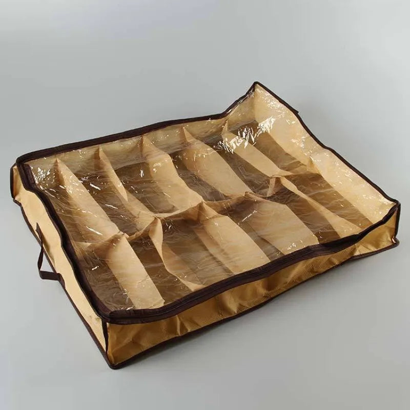 Under Bed Shoe Organizer – 12 Clear Compartments, Dustproof Shoe Storage Organizer SPOT