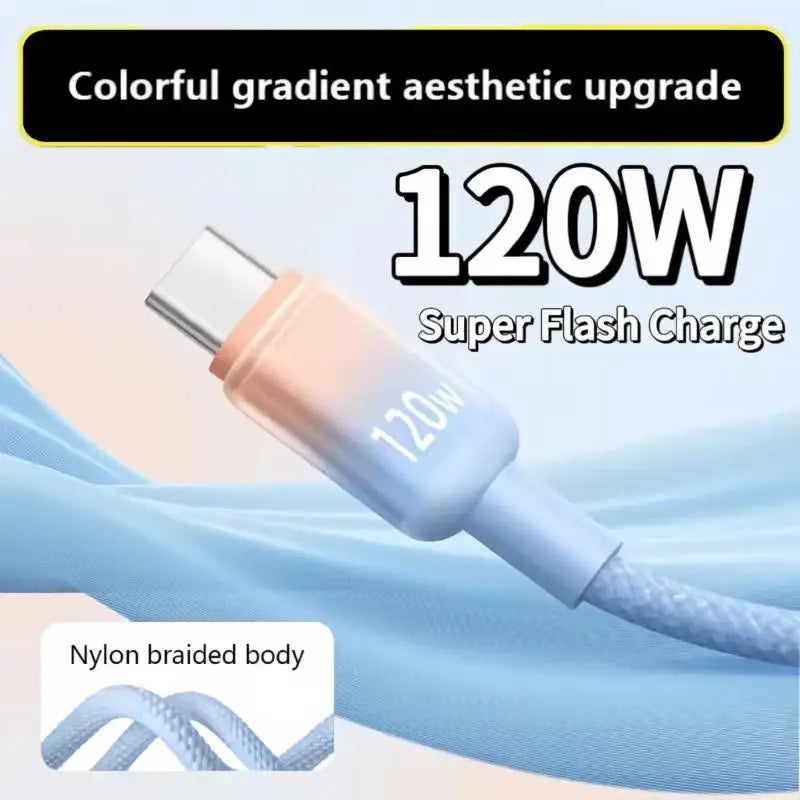 120W USB-C Fast Charging Cable – Nylon Braided Type-C Cord USB-C Charging Cable SPOT