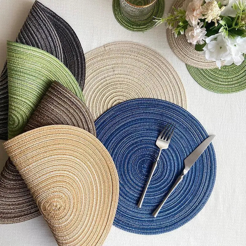 Round Woven Placemat – Nordic Heat-Resistant Non-Slip Mat Woven Placemat SPOT