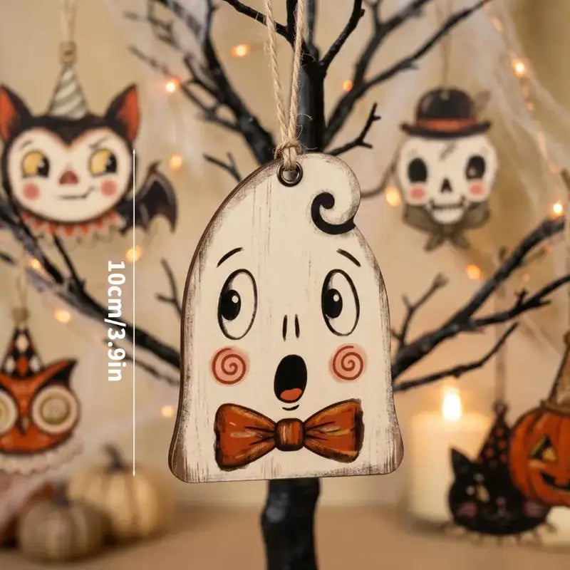 Wooden Halloween Hanging Ornaments Set – 6 Ghost & Vampire Décor Halloween Hanging Ornaments SPOT