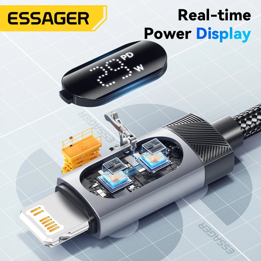 Essager USB-C to Lightning Cable – Digital Display PD 29W Fast Charge USB Charging Cable SPOT