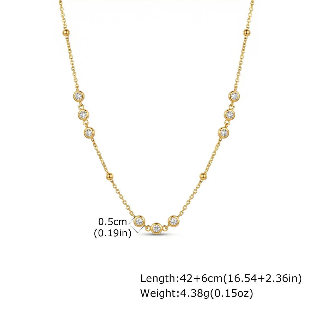 Gold Plated CZ Station Necklace – Dainty Minimalist Choker Station Choker Necklace SPOT