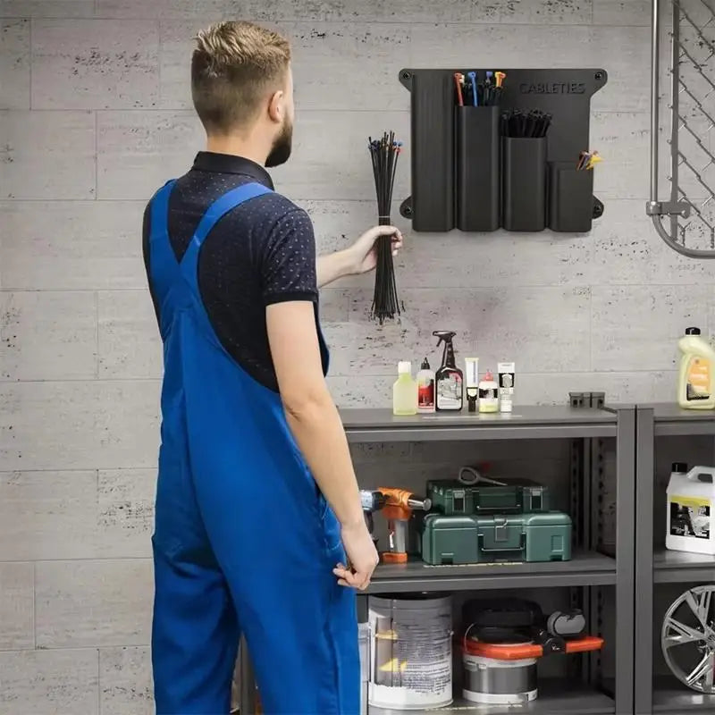 4-Grid Wall-Mounted Zip Tie & Small Parts Organizer Box Wall Storage Organizer SPOT