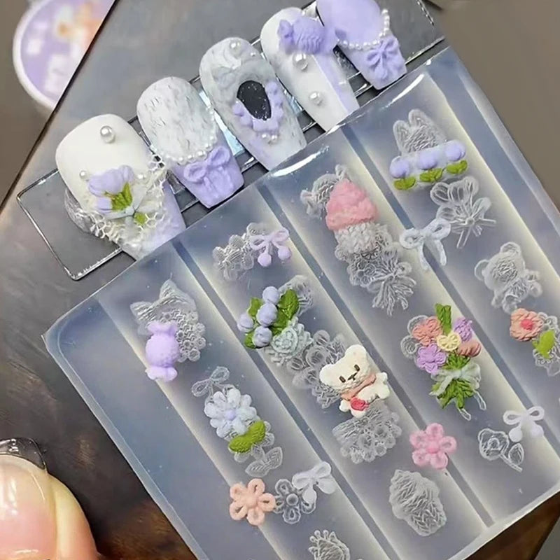 3D Bow & Flower Silicone Nail Mold – DIY Manicure Stamp Nail Art Mold SPOT