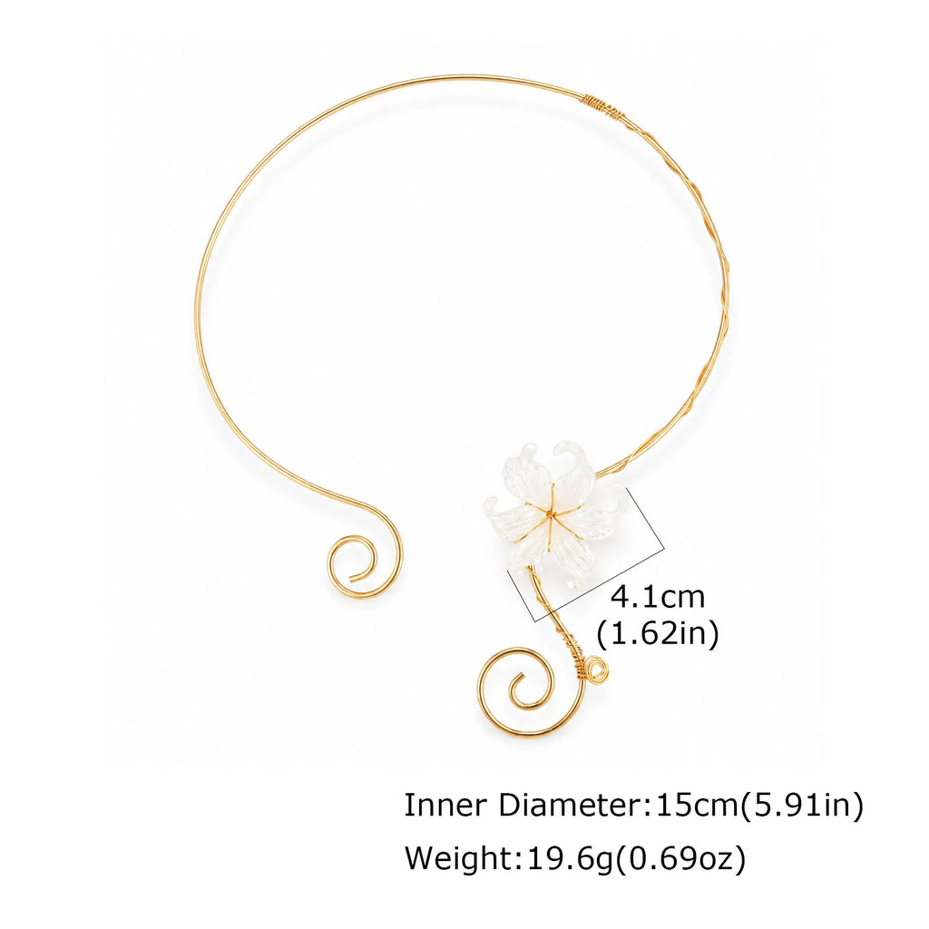 Gold Spiral Torque Choker – Iris Flower Statement Necklace Choker Necklace SPOT