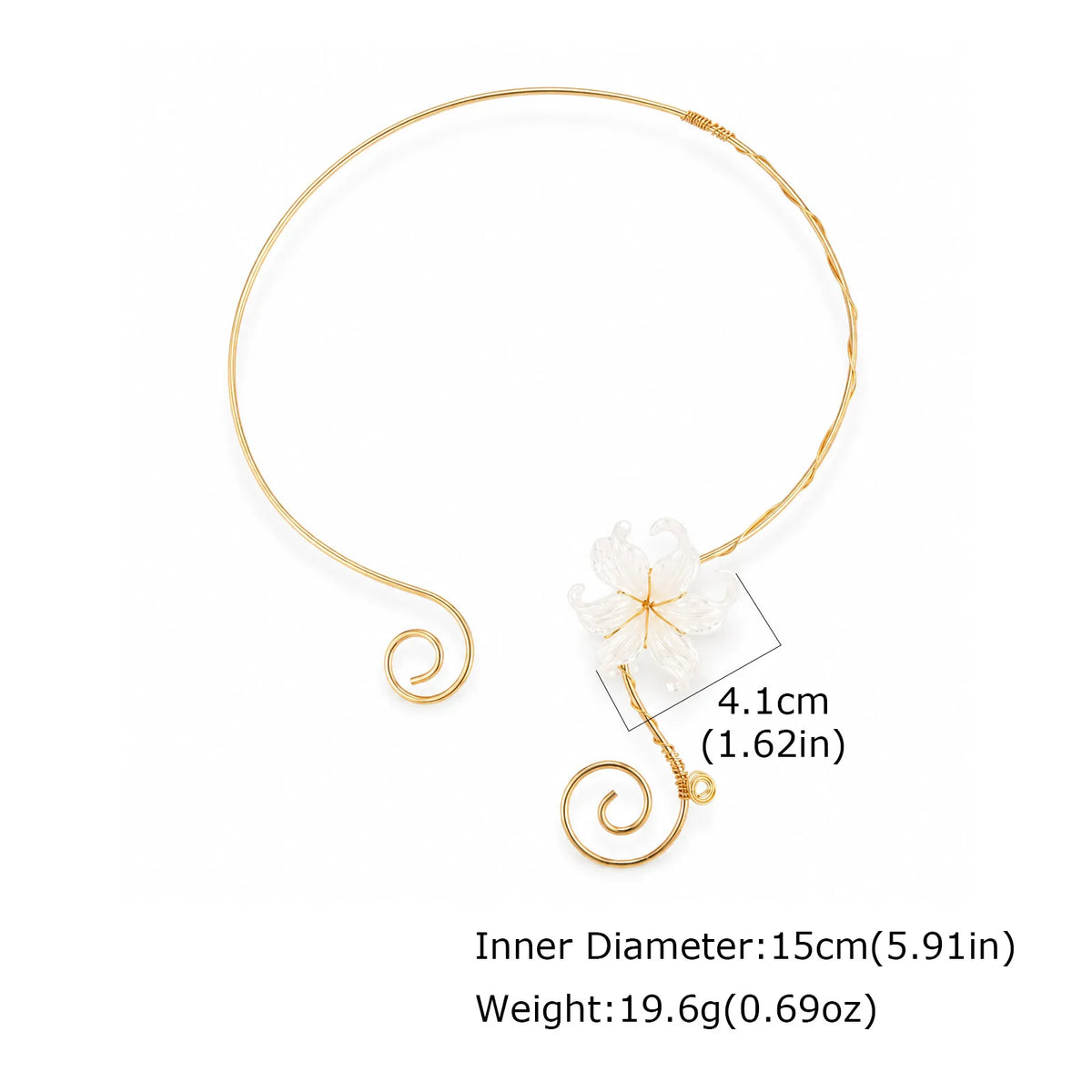Gold Spiral Torque Choker – Iris Flower Statement Necklace Choker Necklace SPOT
