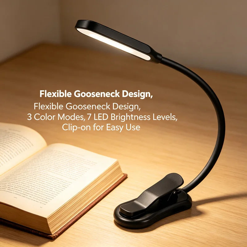 USB Rechargeable Clip LED Reading Light – 9 Modes, 30Hr Clip Reading Lamp SPOT