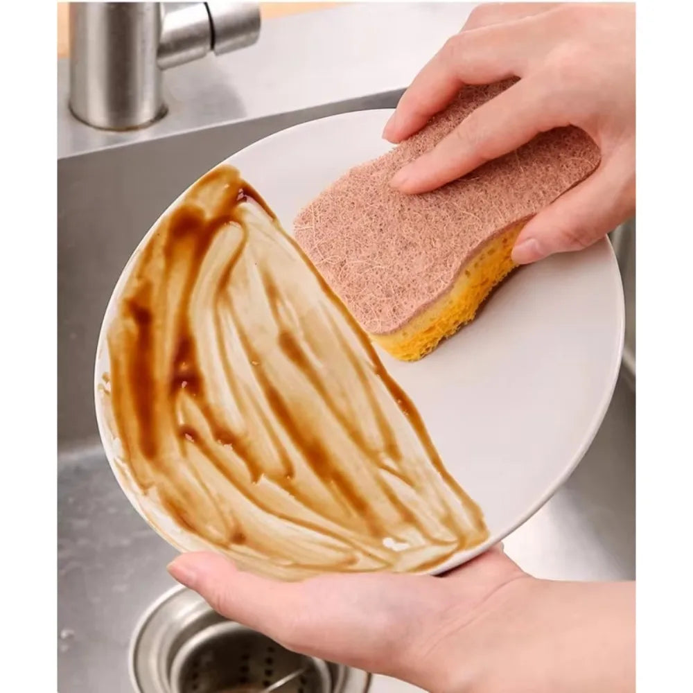 3-Layer Non-Scratch Dishwashing Sponge – Sisal & Coconut Palm Kitchen Scrub Sponge SPOT