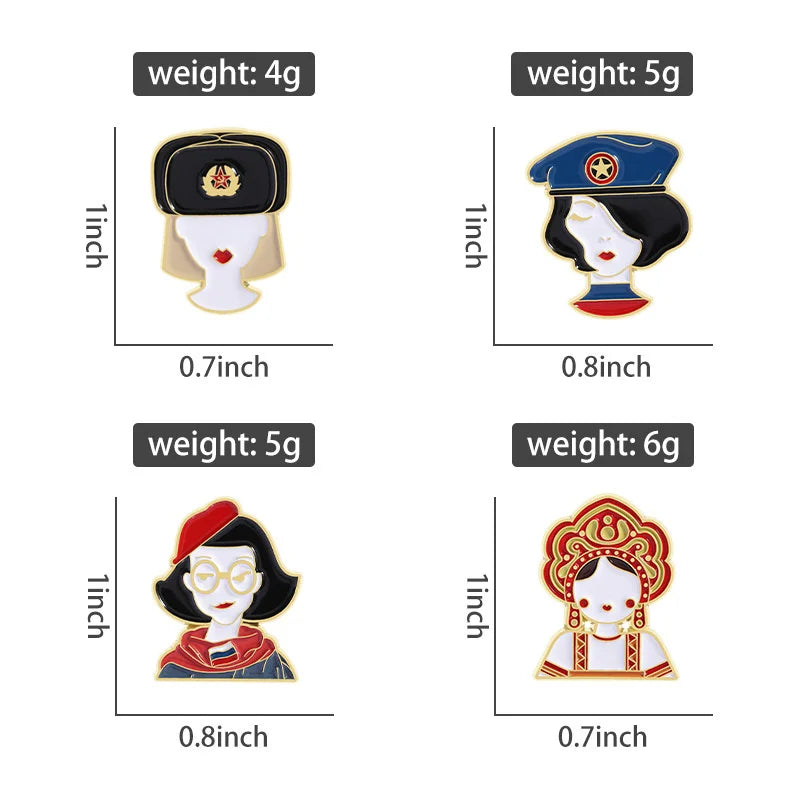 Cartoon Russian Girl Enamel Pin Brooch – Lapel Badge Gift Enamel Pin Brooch SPOT