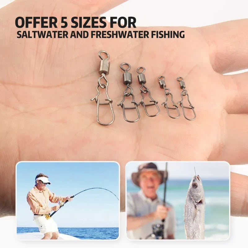 50-Pack Fishing Rolling Swivel Snap – Sizes 4# to 12# Fishing Swivel Snap SPOT