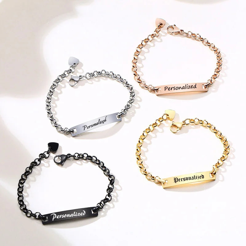Engraved Name Bar Bracelet – Custom Gold Plated Gift for Women Personalized Bracelet SPOT