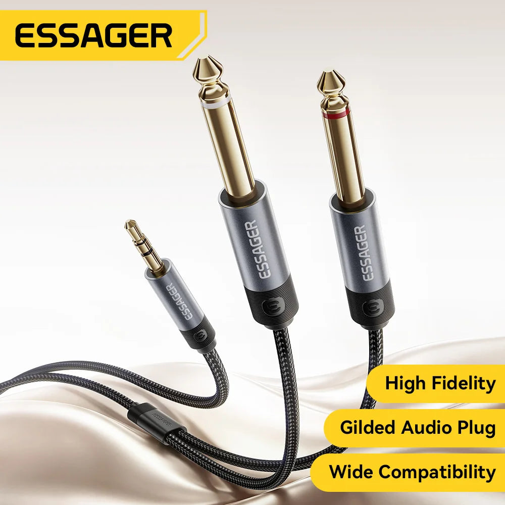 ESSAGER 3.5mm to Dual 6.35mm TRS Y-Splitter Stereo Audio Cable Audio Splitter Cable SPOT
