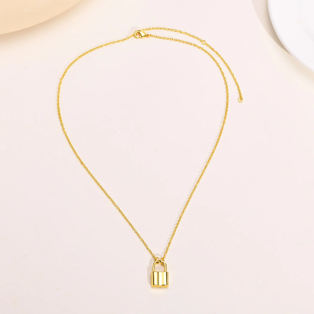 Meaeguet Padlock Pendant Necklace – Gold Stainless Steel Pendant Necklace SPOT Default Title