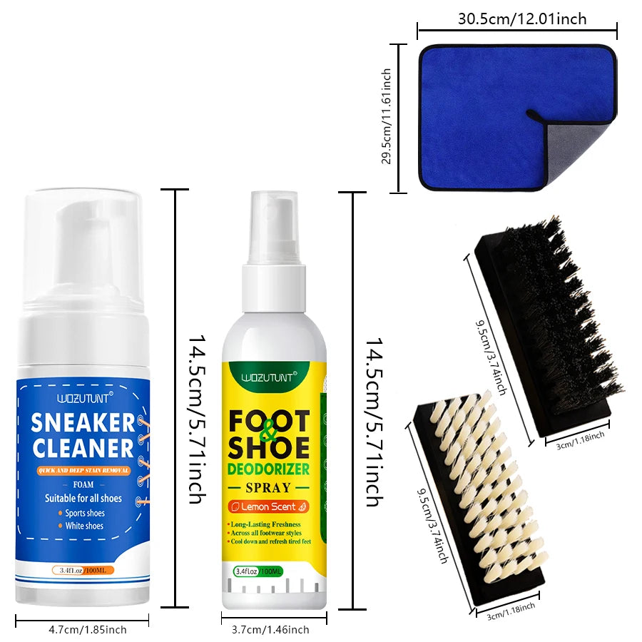 Sneaker Cleaner Kit – Foam Cleaner & Shoe Deodorizer Spray Shoe Care Kit SPOT