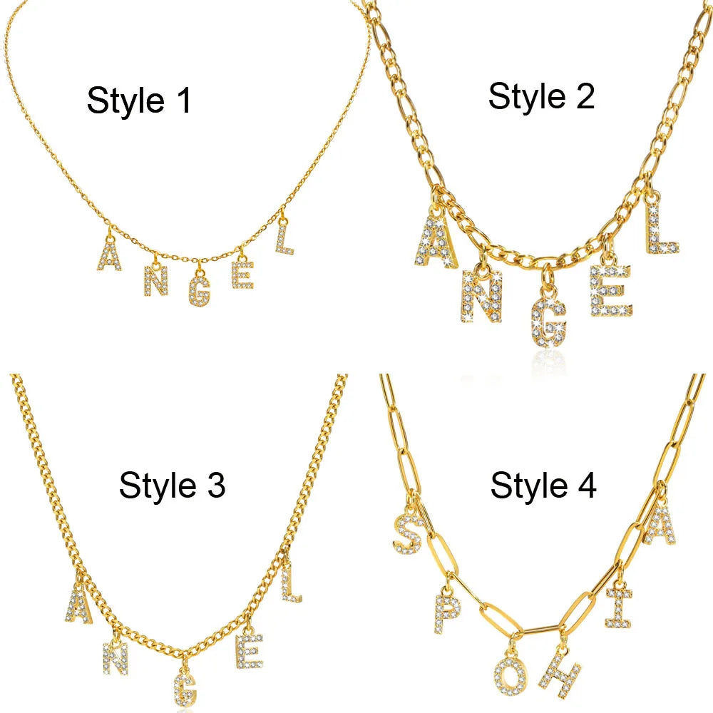 Personalized Initial Letter Necklace – Stainless Steel Gold Initial Pendant Necklace SPOT