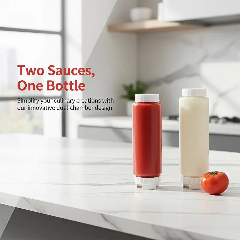 Dual Nozzle Squeeze Sauce Bottle – BPA-Free Leak-Proof Condiment Squeeze Bottle SPOT